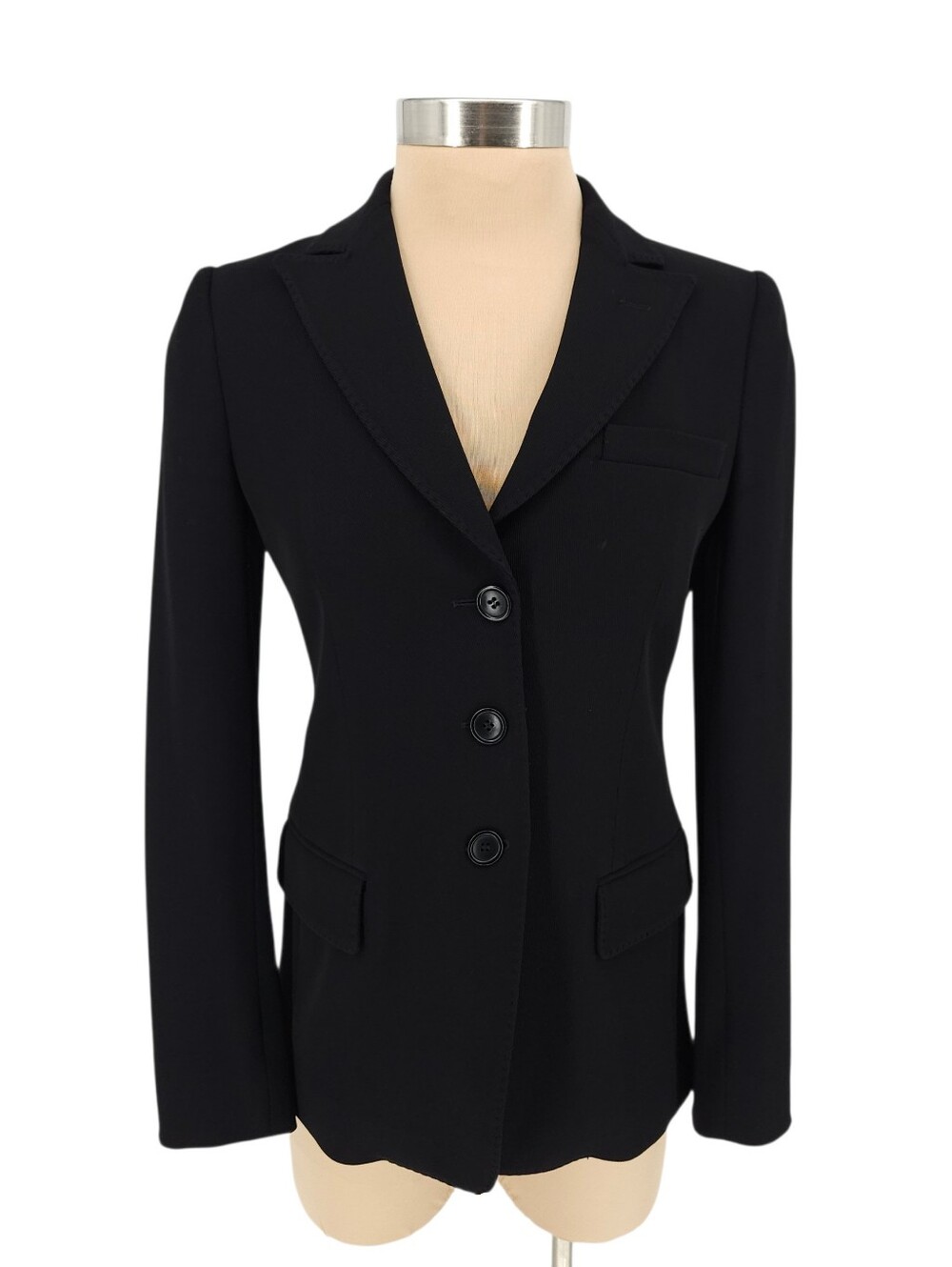 Armani Collezioni Blazer Wool Black 3 Button Long Sleeve Collared Jacket 2